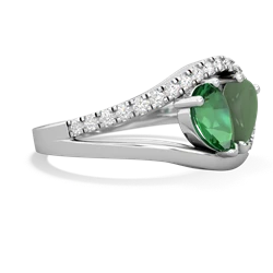 Lab Emerald Nestled Heart Keepsake 14K White Gold ring R5650