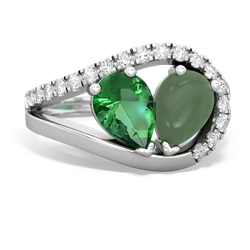 Lab Emerald Nestled Heart Keepsake 14K White Gold ring R5650