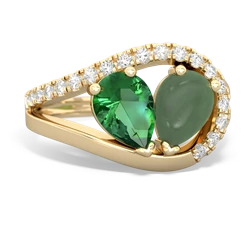 Lab Emerald Nestled Heart Keepsake 14K Yellow Gold ring R5650