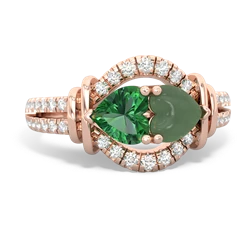 Lab Emerald Art-Deco Keepsake 14K Rose Gold ring R5630