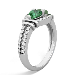 Lab Emerald Art-Deco Keepsake 14K White Gold ring R5630