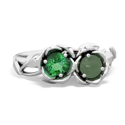 Lab Emerald Rose Garden 14K White Gold ring R5510