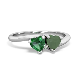 Lab Emerald Sweethearts 14K White Gold ring R5260