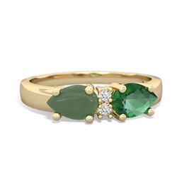 Lab Emerald Pear Bowtie 14K Yellow Gold ring R0865