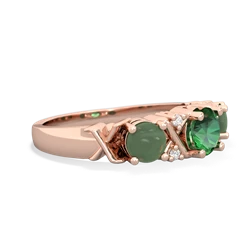 Lab Emerald Hugs And Kisses 14K Rose Gold ring R5016