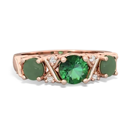 Lab Emerald Hugs And Kisses 14K Rose Gold ring R5016