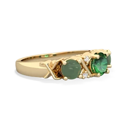 Lab Emerald Hugs And Kisses 14K Yellow Gold ring R5016