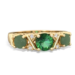 Lab Emerald Hugs And Kisses 14K Yellow Gold ring R5016