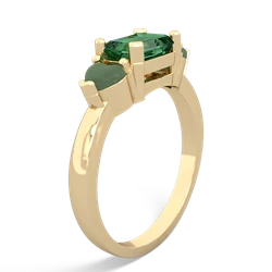 Lab Emerald Three Stone 14K Yellow Gold ring R5235