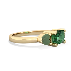 Lab Emerald Three Stone 14K Yellow Gold ring R5235