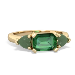 Lab Emerald Three Stone 14K Yellow Gold ring R5235