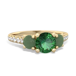 Lab Emerald Pave Trellis 14K Yellow Gold ring R5500