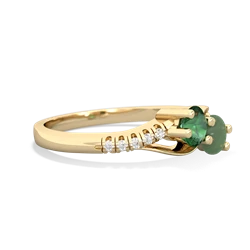 Lab Emerald Infinity Pave Two Stone 14K Yellow Gold ring R5285