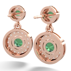 Lab Emerald Halo Dangle 14K Rose Gold earrings E5319