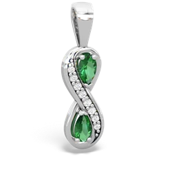 Lab Emerald Diamond Infinity 14K White Gold pendant P5390