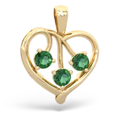 Lab Sapphire Glowing Heart 14K Yellow Gold pendant P2233