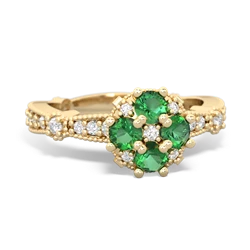 Lab Emerald Sparkling Tiara Cluster 14K Yellow Gold ring R26293RD