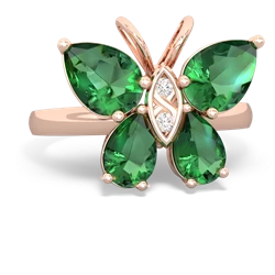 Lab Emerald Butterfly 14K Rose Gold ring R2215