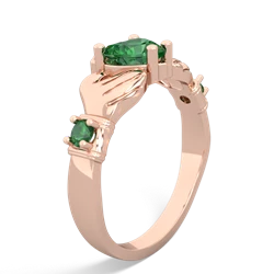 Lab Emerald Claddagh Keepsake 14K Rose Gold ring R5245