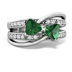 Lab Emerald Bowtie 14K White Gold ring R2360