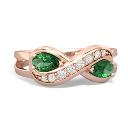 Lab Emerald Diamond Infinity 14K Rose Gold ring R5390