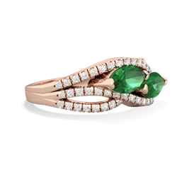 Lab Emerald Diamond Rivers 14K Rose Gold ring R3070