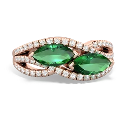 Lab Emerald Diamond Rivers 14K Rose Gold ring R3070