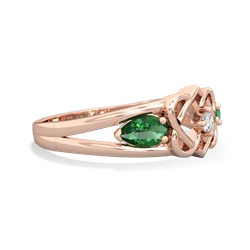 Lab Emerald Hearts Intertwined 14K Rose Gold ring R5880