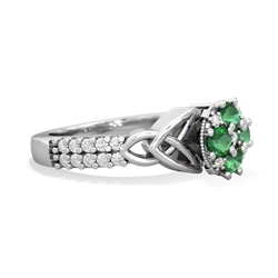 Lab Emerald Celtic Knot Cluster Engagement 14K White Gold ring R26443RD