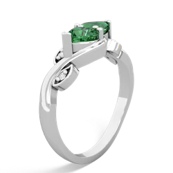 Lab Emerald Floral Elegance 14K White Gold ring R5790