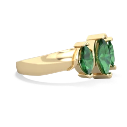 Lab Emerald Three Peeks 14K Yellow Gold ring R2433