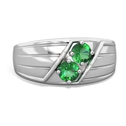 Lab Emerald Men's Streamline 14K White Gold ring R0460