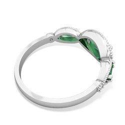 Lab Emerald Milgrain Marquise 14K White Gold ring R5700