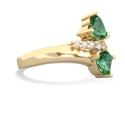 Lab Emerald Heart To Heart 14K Yellow Gold ring R2064