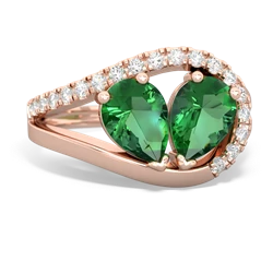 Lab Emerald Nestled Heart Keepsake 14K Rose Gold ring R5650