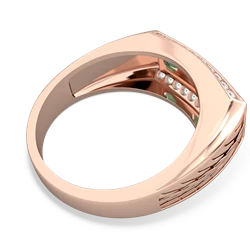 Alexandrite Three Stone Tire Tread Men's 14K Rose Gold ring R0520