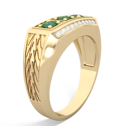 Peridot Three Stone Tire Tread Men's 14K Yellow Gold ring R0520