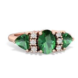 Emerald Antique Style Three Stone 14K Rose Gold ring R2186