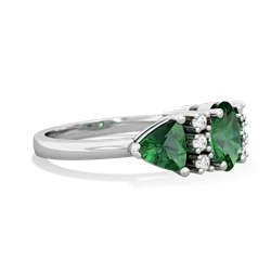 Emerald Antique Style Three Stone 14K White Gold ring R2186