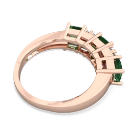 Lab Sapphire Three Stone Diamond Cluster 14K Rose Gold ring R2592