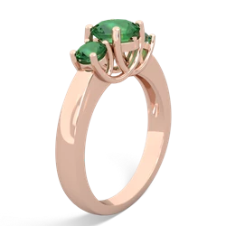 Lab Pink Sapphire Three Stone Round Trellis 14K Rose Gold ring R4018