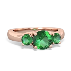 Pink Tourmaline Three Stone Round Trellis 14K Rose Gold ring R4018