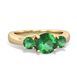 Peridot Three Stone Round Trellis 14K Yellow Gold ring R4018