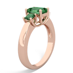 Peridot Three Stone Emerald-Cut Trellis 14K Rose Gold ring R4021