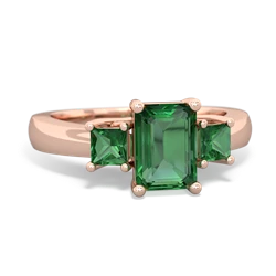 Peridot Three Stone Emerald-Cut Trellis 14K Rose Gold ring R4021