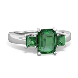 Aquamarine Three Stone Emerald-Cut Trellis 14K White Gold ring R4021