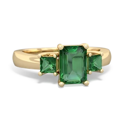 Peridot Three Stone Emerald-Cut Trellis 14K Yellow Gold ring R4021