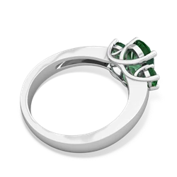 Lab Emerald Three Stone Oval Trellis 14K White Gold ring R4024