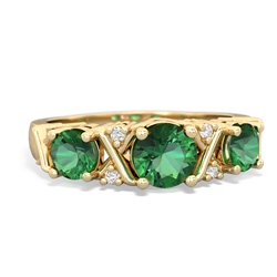 Emerald Hugs And Kisses 14K Yellow Gold ring R5016