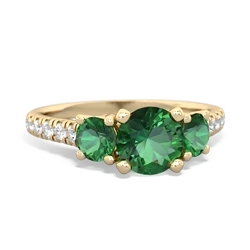 Lab Emerald Pave Trellis 14K Yellow Gold ring R5500